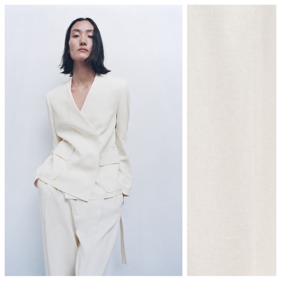 Zara Jackets & Blazers - NWT. Zara Oyster White Linen Blend Blazer. Size S.